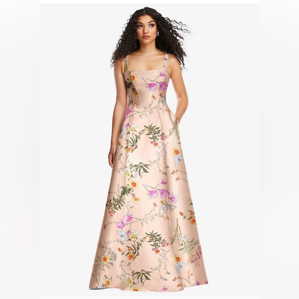 Alfred sung dessy collection floral gown